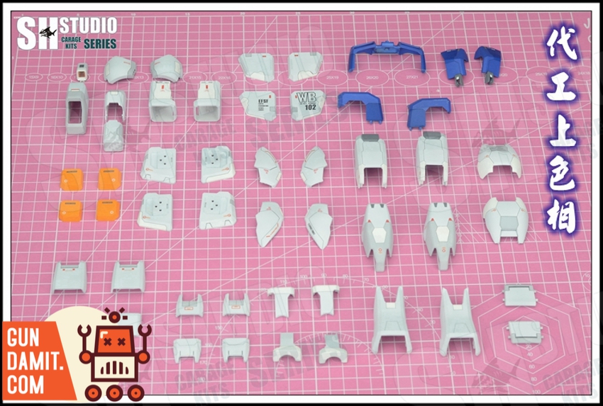 SH Studio 1/60 RX-78-2 EVO resin conversion kit parts layout on cutting mat SH Studio 1/60 RX-78-2 EVO resin conversion kit parts layout on cutting mat