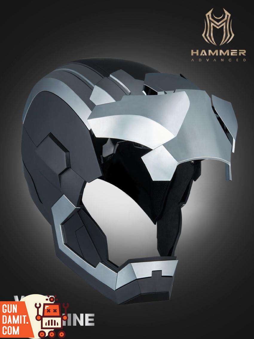 Hammer Advanced War Machine helmet close-up on eye slit and face armor details Hammer Advanced War Machine helmet close-up on eye slit and face armor details