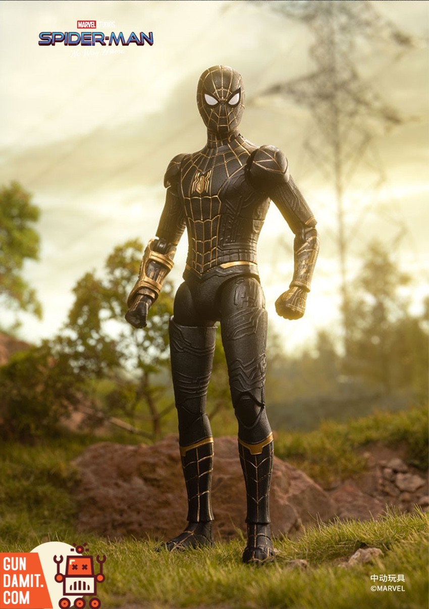 Spider-Man No Way Home black gold version with display stand assembly Spider-Man No Way Home black gold version with display stand assembly