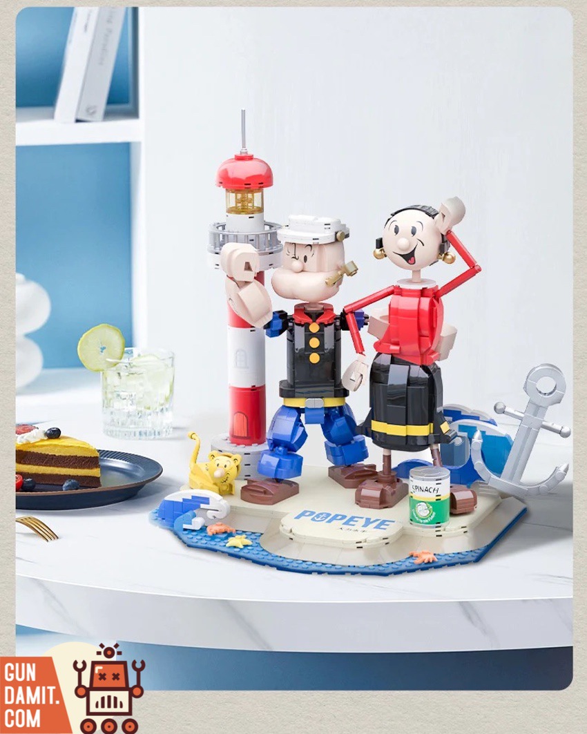 Pantasy 86401 Popeye and Olive building blocks figures with lighthouse on seaside base Pantasy 86401 Popeye and Olive building blocks figures with lighthouse on seaside base