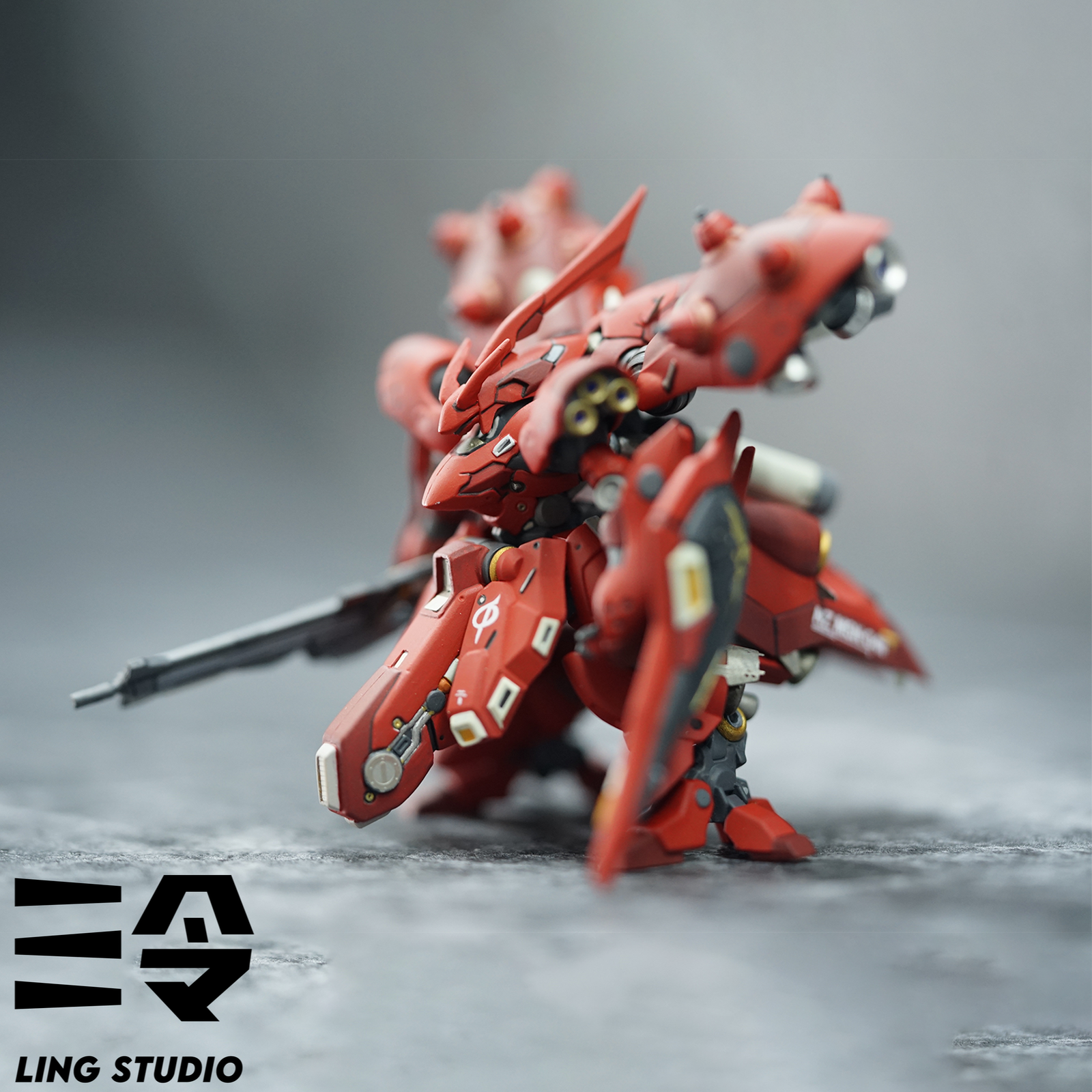 Nightingale Gundam Artifact rear view with funnel pods Nightingale Gundam Artifact rear view with funnel pods