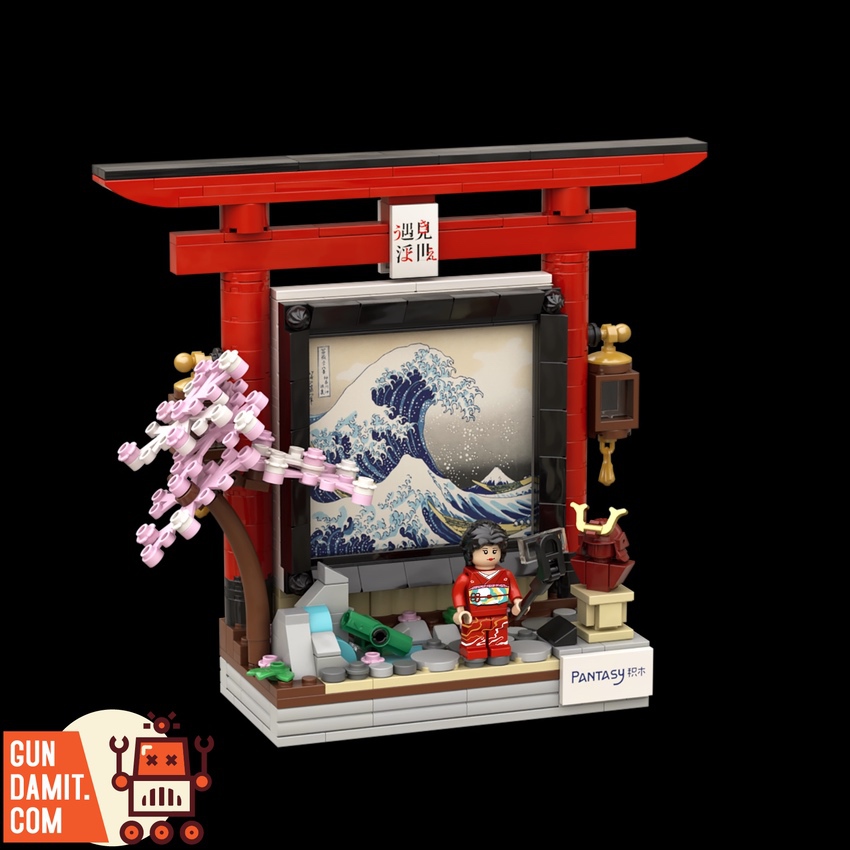 Pantasy 86202 Ukiyo-e Gallery building blocks with torii gate and Great Wave painting Pantasy 86202 Ukiyo-e Gallery building blocks with torii gate and Great Wave painting