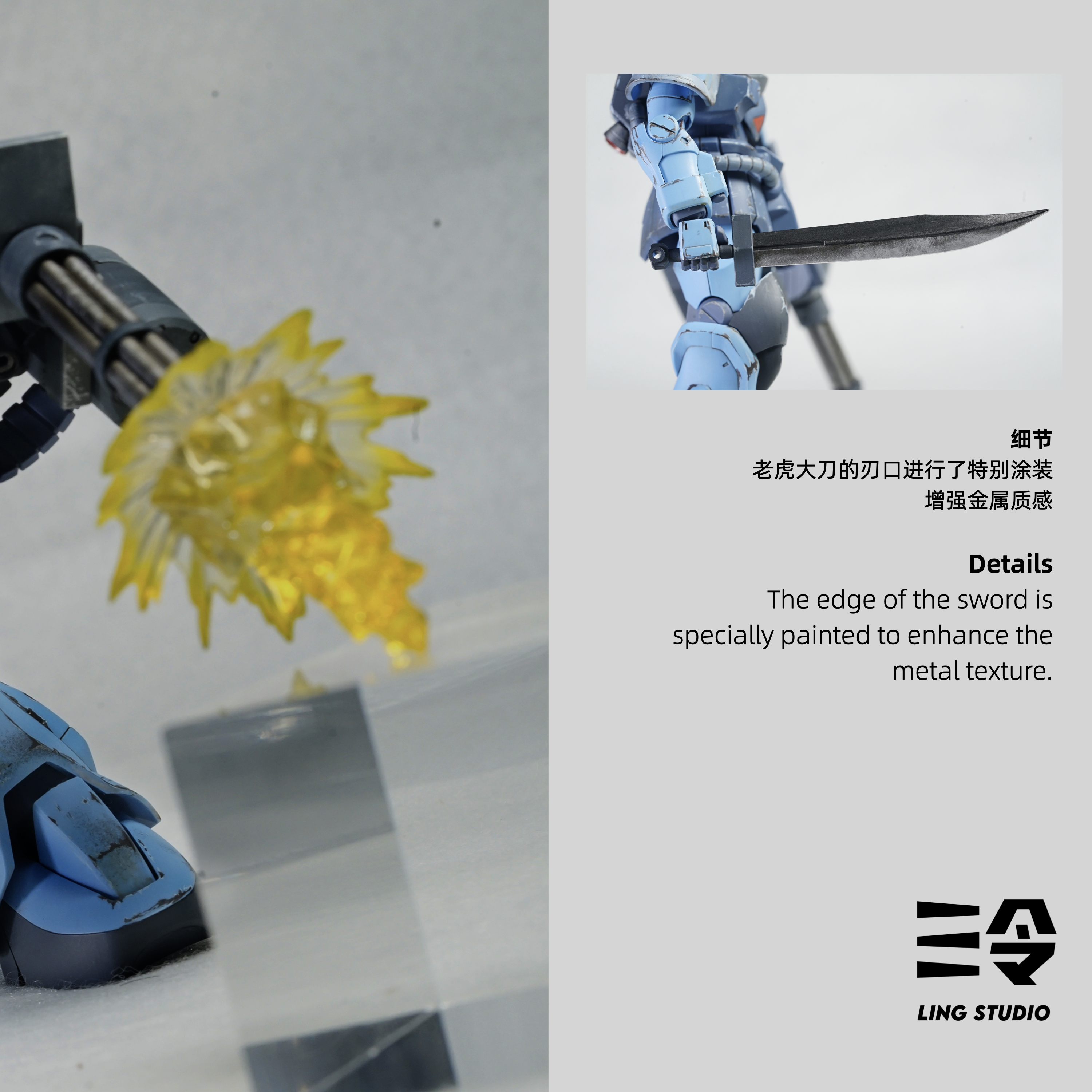 Gouf Custom repaint with weapons and display accessories Gouf Custom repaint with weapons and display accessories