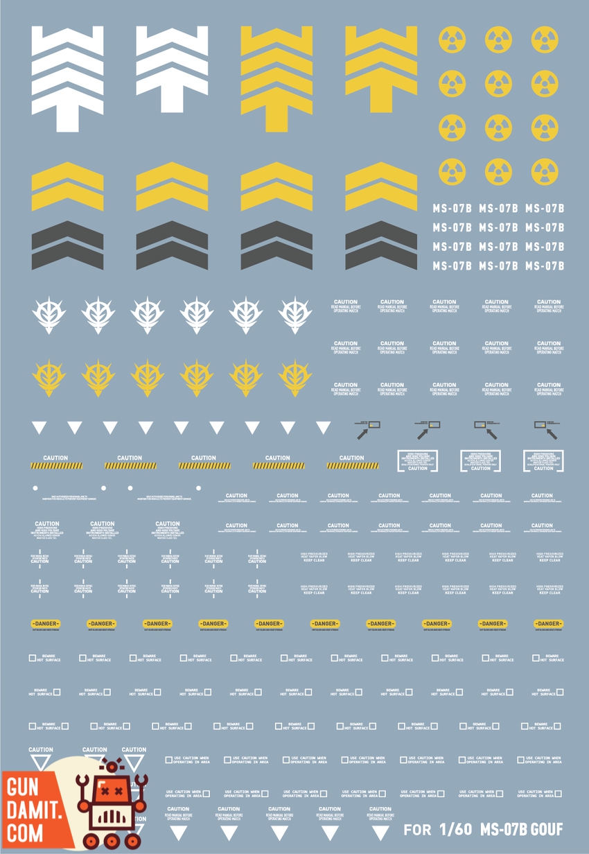 SH Studio 1/60 PG Gouf Flight Type upgrade decal sheet with Zeon markings SH Studio 1/60 PG Gouf Flight Type upgrade decal sheet with Zeon markings