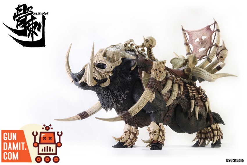 Giant Wild Boar Bonestabber Black front view with fierce expression Giant Wild Boar Bonestabber Black front view with fierce expression