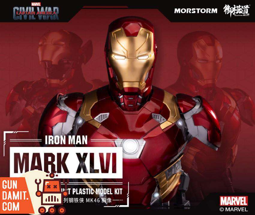 Eastern Model Iron Man Mark 46 bust model kit front view with glowing eyes Eastern Model Iron Man Mark 46 bust model kit front view with glowing eyes