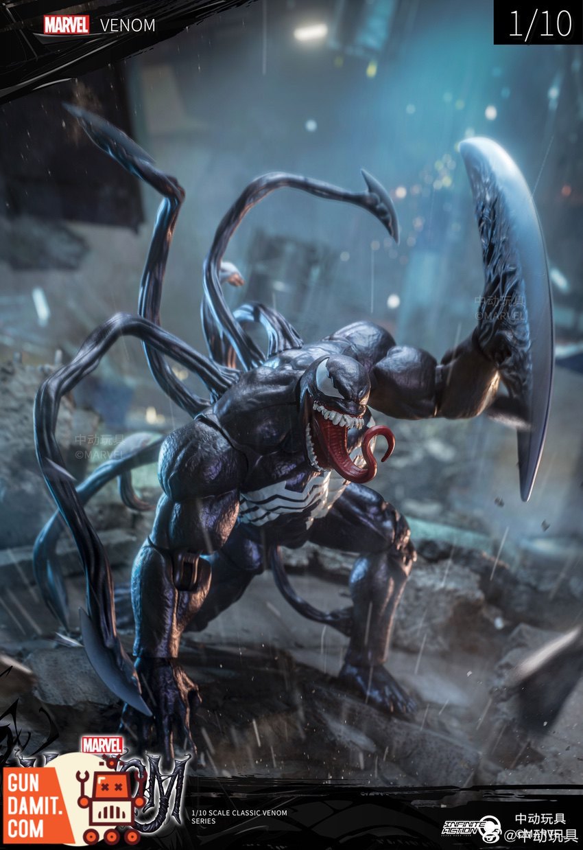Marvel Venom 1/10 figure dynamic attack pose with symbiote tendrils Marvel Venom 1/10 figure dynamic attack pose with symbiote tendrils