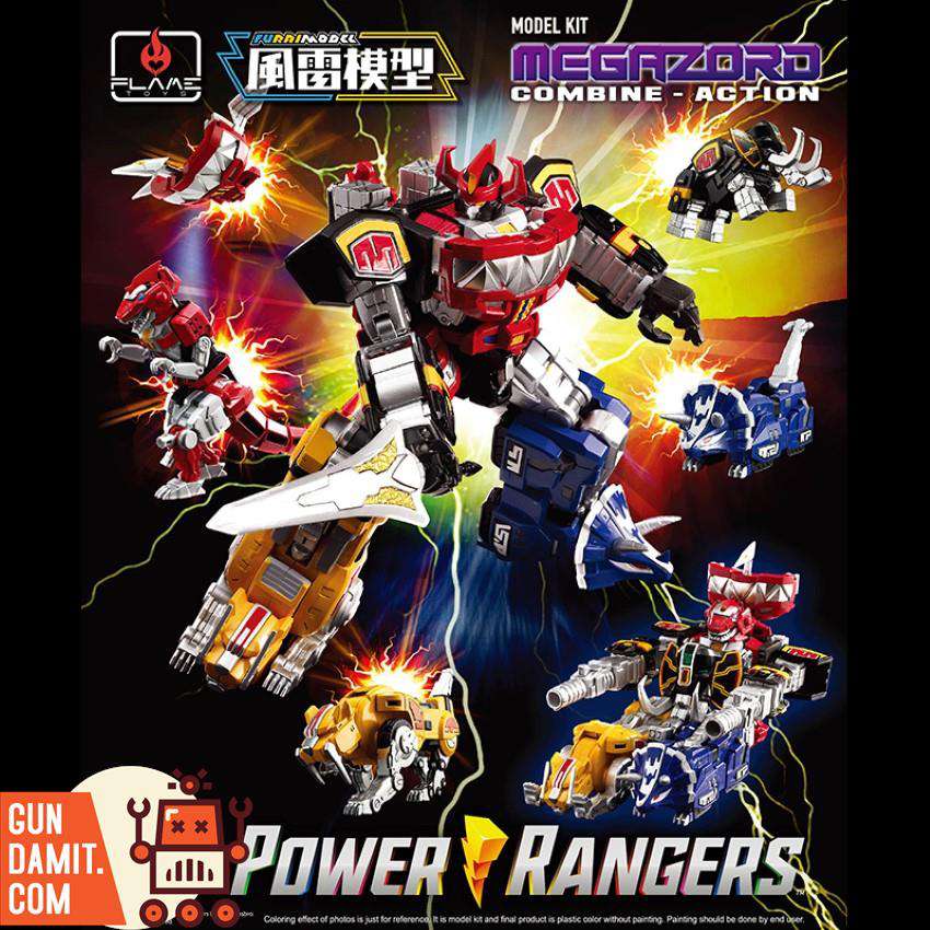 Flame Toys Furai Model Power Rangers Megazord combined form with five Dinozords shown Flame Toys Furai Model Power Rangers Megazord combined form with five Dinozords shown