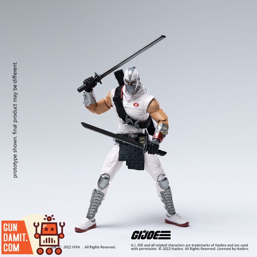 Hiya Toys 1/18 G.I. Joe Storm Shadow dual katana action pose in white ninja outfit Hiya Toys 1/18 G.I. Joe Storm Shadow dual katana action pose in white ninja outfit