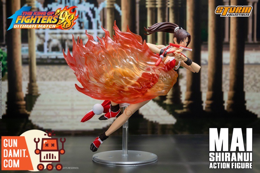 Storm Collectibles Mai Shiranui with flame effect parts on display Storm Collectibles Mai Shiranui with flame effect parts on display