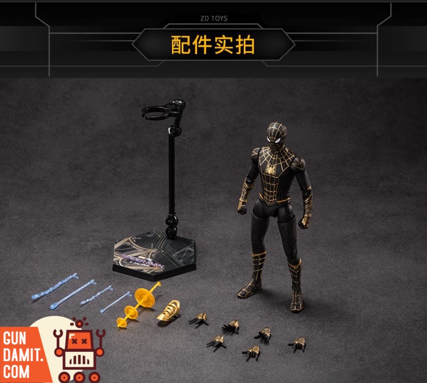 ZT Toys 1/10 Spider-Man No Way Home black and gold suit with accessories ZT Toys 1/10 Spider-Man No Way Home black and gold suit with accessories