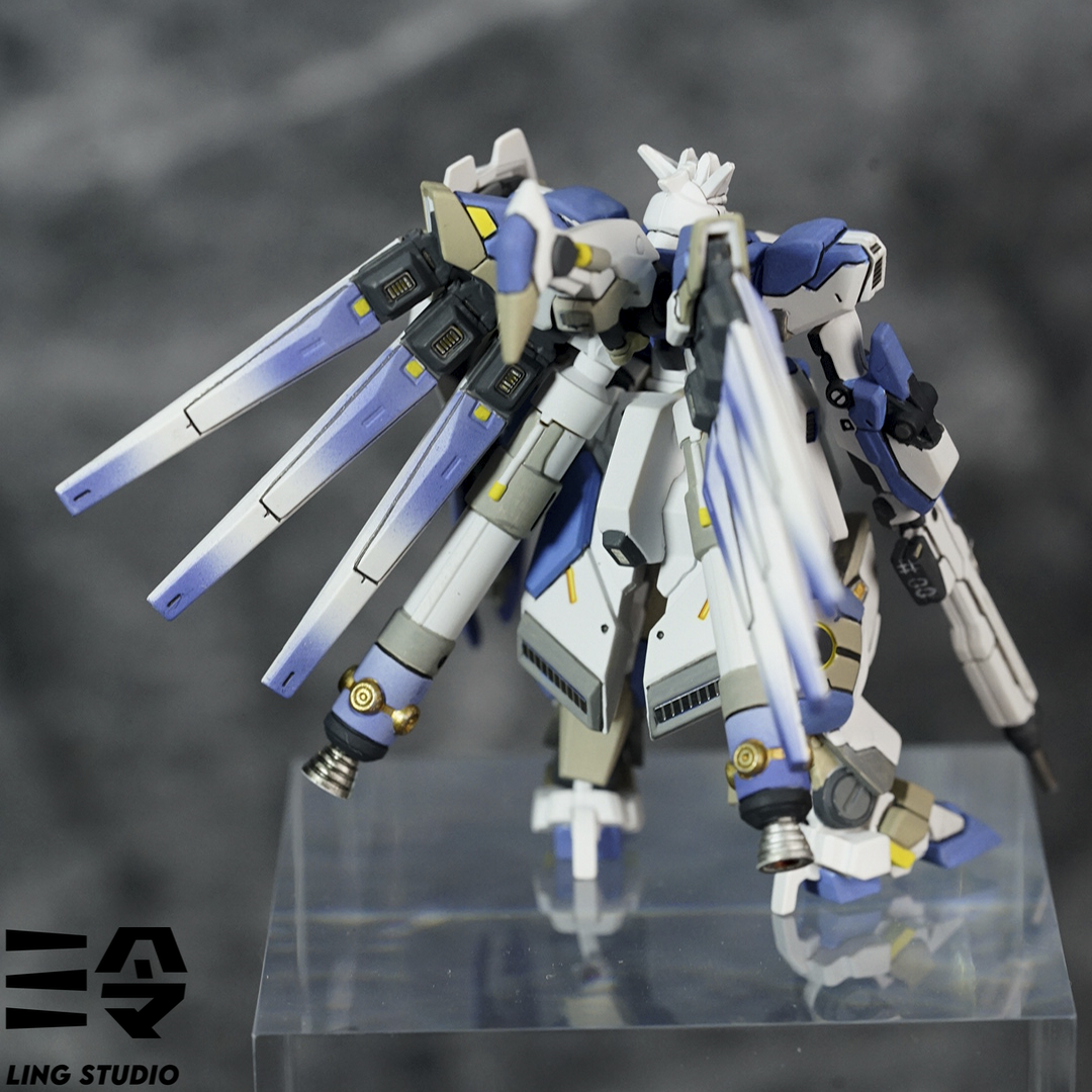 Ling Studio Hi-Nu Gundam Artifact rear angle with deployed fin funnel wings Ling Studio Hi-Nu Gundam Artifact rear angle with deployed fin funnel wings