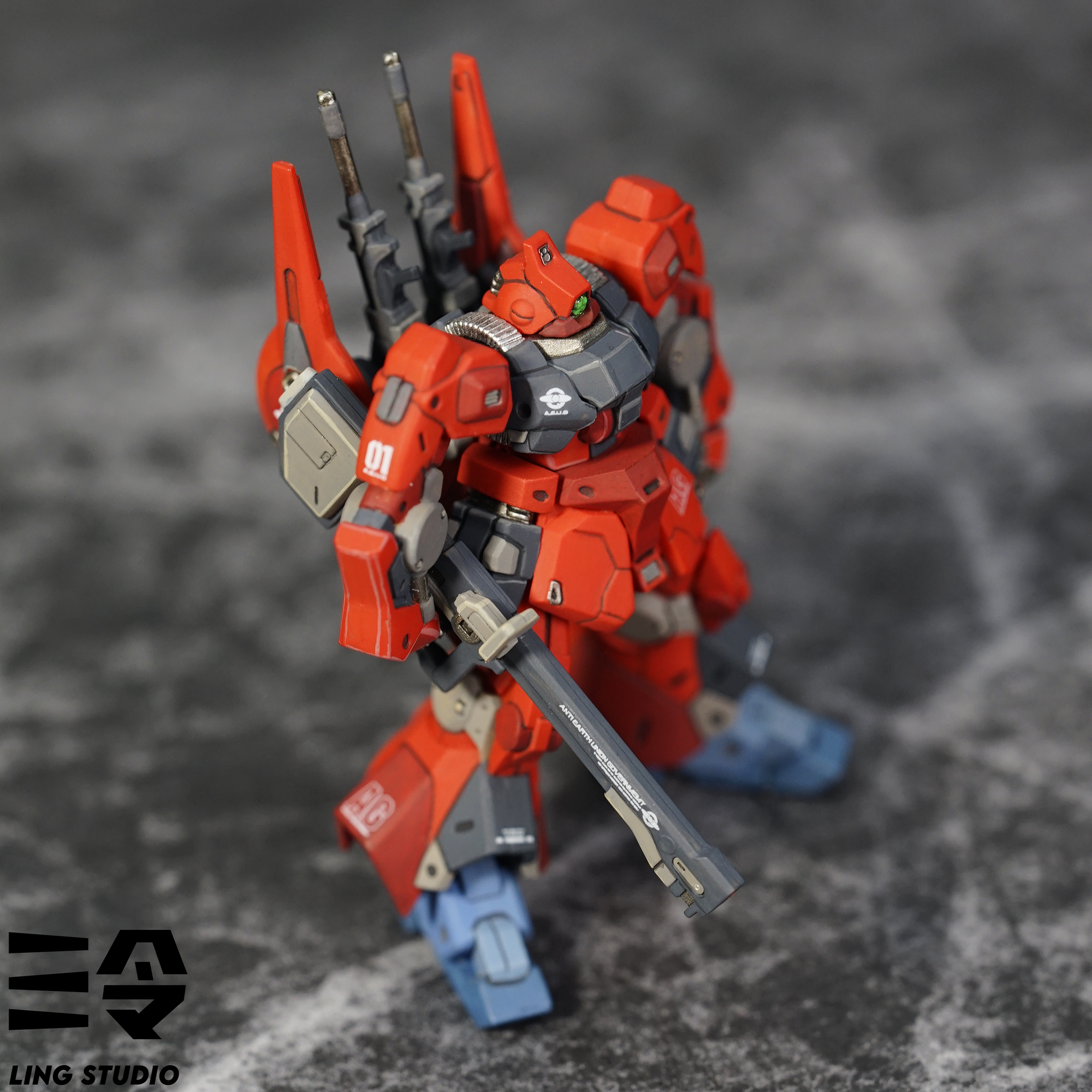 Gundam Artifact Rick Dias rear angle with thruster and backpack detail Gundam Artifact Rick Dias rear angle with thruster and backpack detail