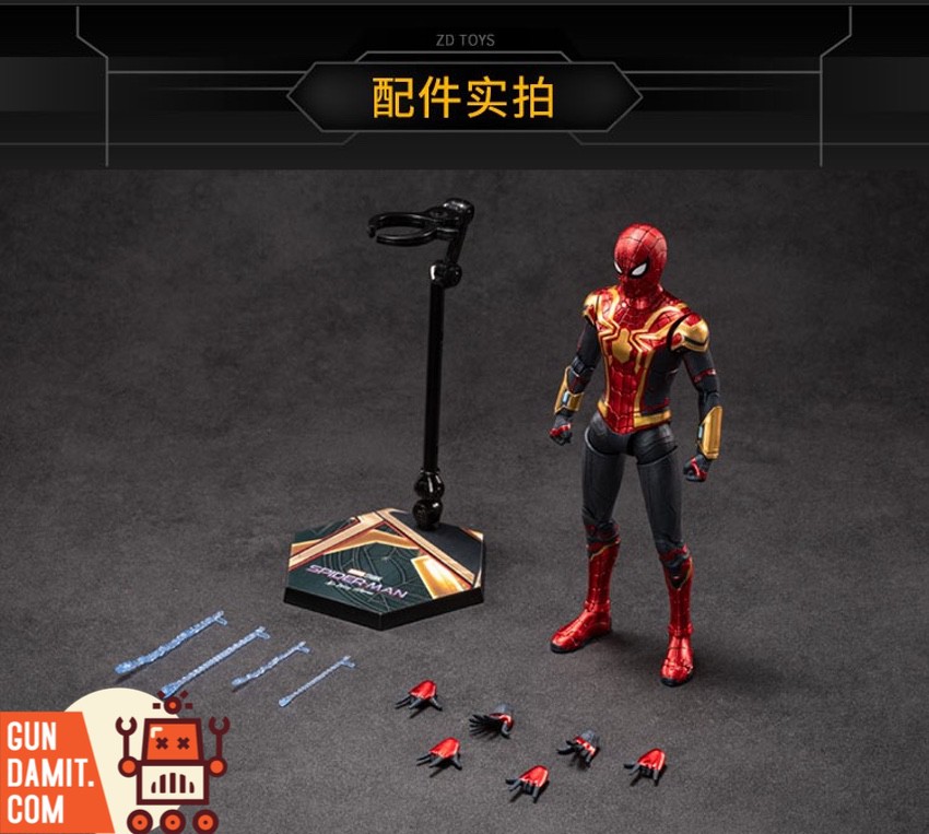 Spider-Man red gold figure with display stand installation guide Spider-Man red gold figure with display stand installation guide