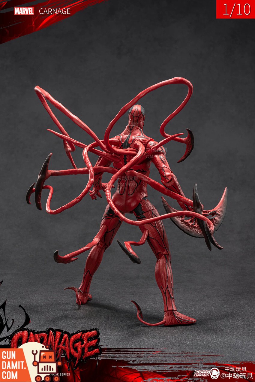 ZT Toys 1/10 Marvel Carnage figure with symbiote tendrils fully extended ZT Toys 1/10 Marvel Carnage figure with symbiote tendrils fully extended