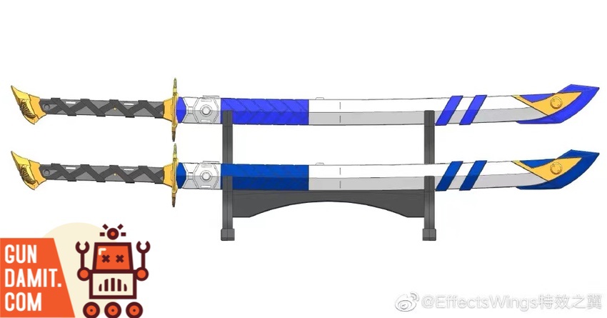 PG Astray Blue Frame katana and scabbard blue color detail PG Astray Blue Frame katana and scabbard blue color detail