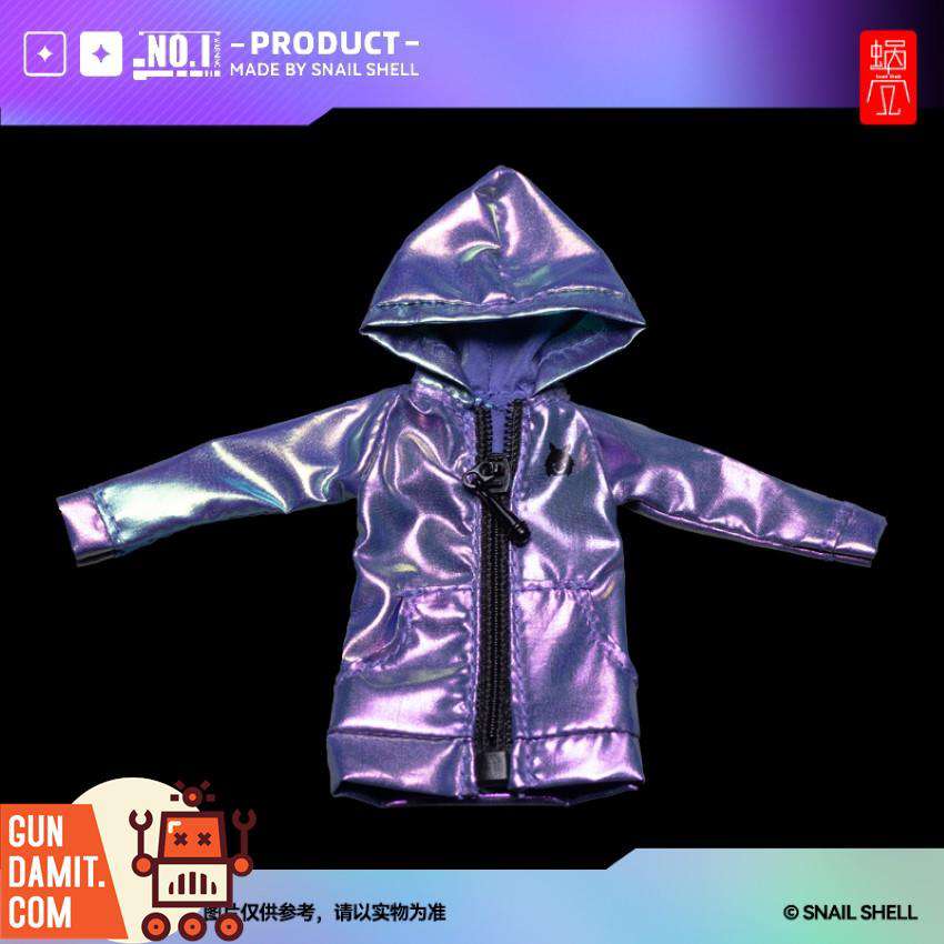 Snail Shell blue purple iridescent cloth coat for mecha girl figures Snail Shell blue purple iridescent cloth coat for mecha girl figures