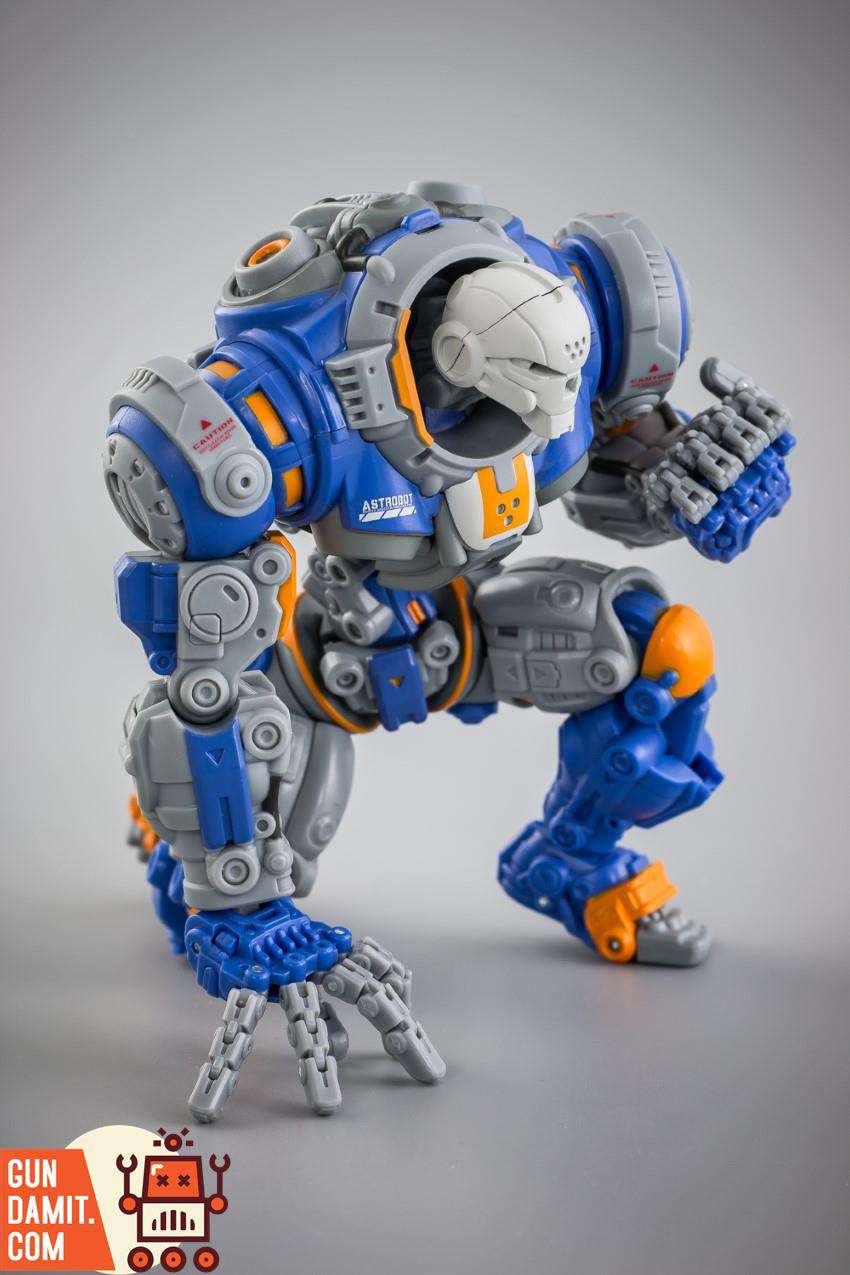 Astrobots Apollo robot front view blue and orange Astrobots Apollo robot front view blue and orange
