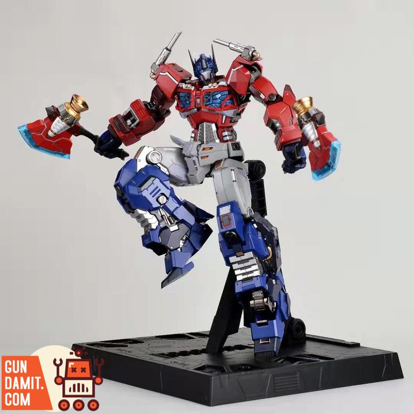 MuscleBear Optimus Prime figure upper body detail showing metallic finish MuscleBear Optimus Prime figure upper body detail showing metallic finish