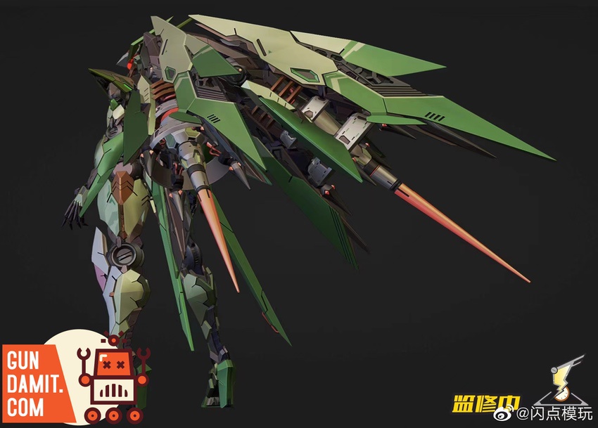 Cang-Yu mecha figure front view with wing-like shoulder armor and sleek body design Cang-Yu mecha figure front view with wing-like shoulder armor and sleek body design