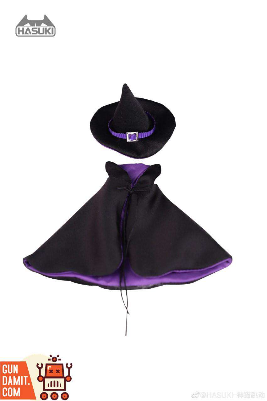 HASUKI 1/12 wizard hat and cloak set black with purple trim HASUKI 1/12 wizard hat and cloak set black with purple trim