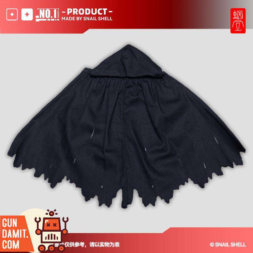Snail Shell black tactical hooded cape for 1/10 and 1/12 mecha girl figures Snail Shell black tactical hooded cape for 1/10 and 1/12 mecha girl figures
