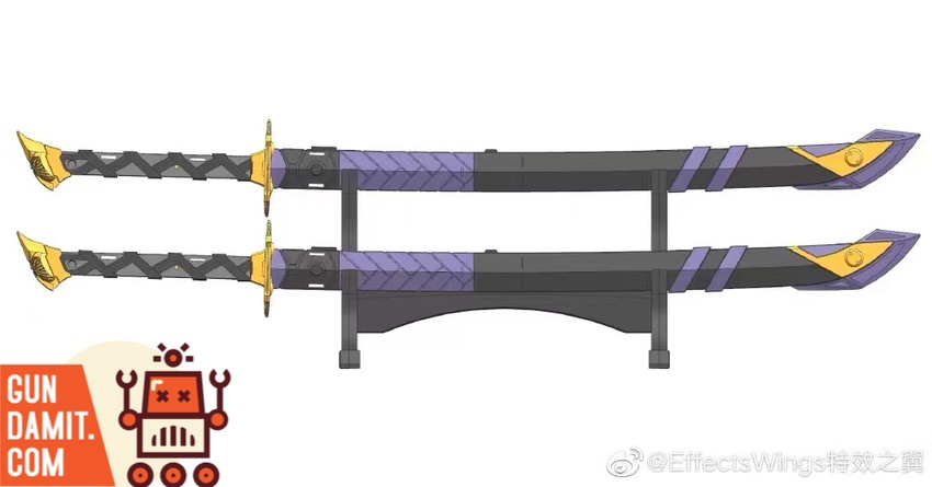 PG Astray Black Frame katana dark purple and gold detail PG Astray Black Frame katana dark purple and gold detail