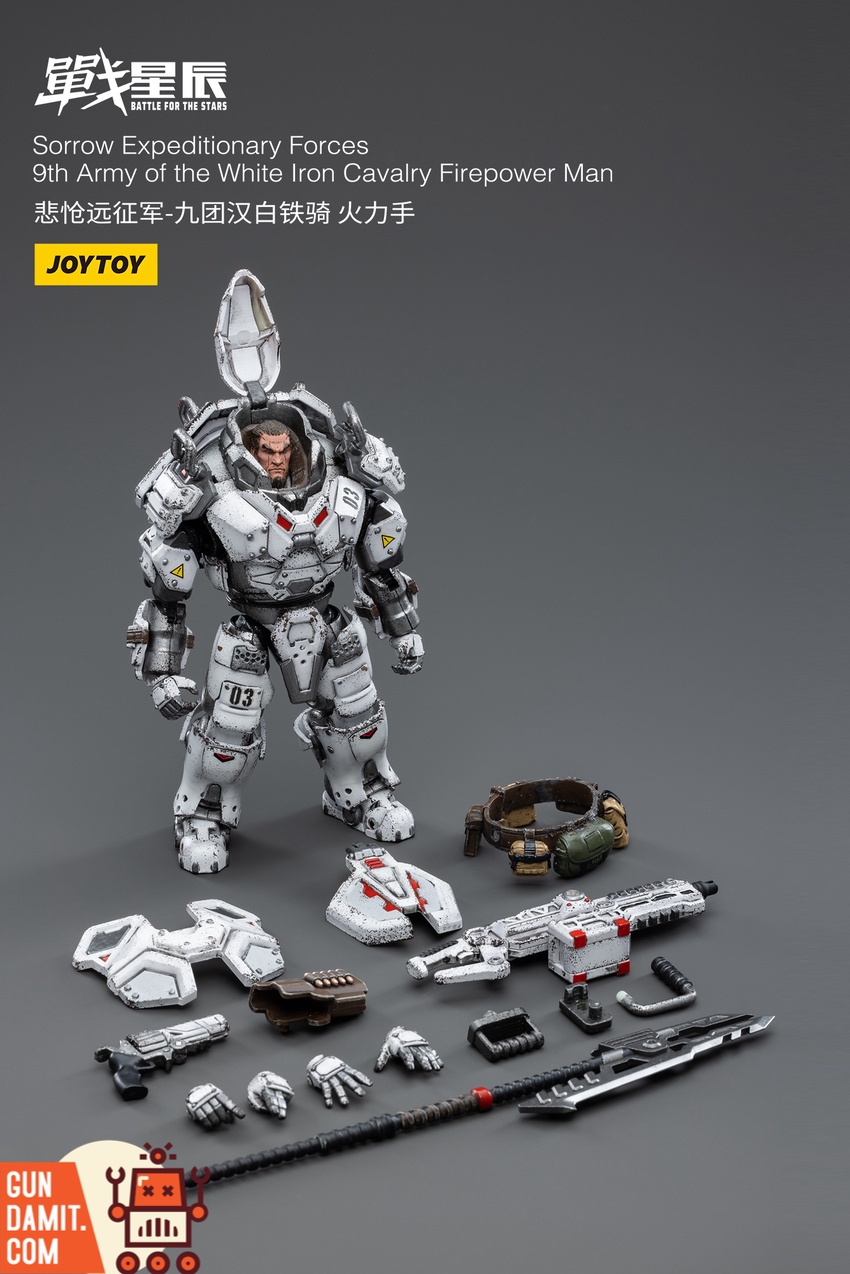 White Iron Cavalry Firepower Man back view with equipment White Iron Cavalry Firepower Man back view with equipment