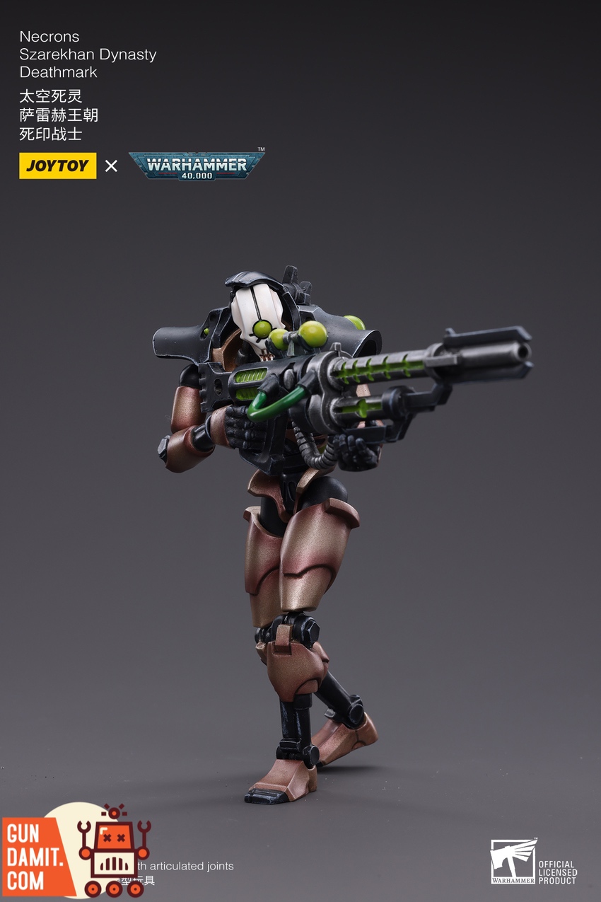 JoyToy Necrons Szarekhan Deathmark aiming pose with sniper weapon JoyToy Necrons Szarekhan Deathmark aiming pose with sniper weapon