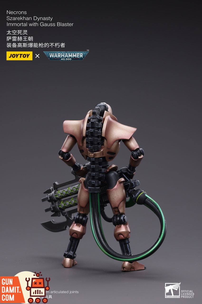 JoyToy WH40K Necrons Immortals side view with gauss blaster weapons JoyToy WH40K Necrons Immortals side view with gauss blaster weapons