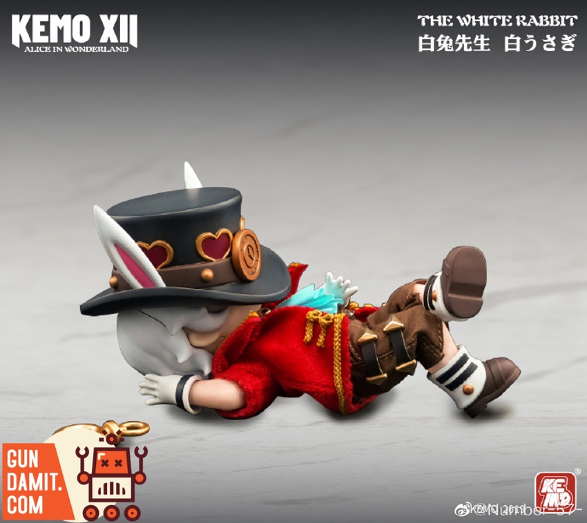 Kemo XII White Rabbit side view showing detailed outfit with red cape and brown pants Kemo XII White Rabbit side view showing detailed outfit with red cape and brown pants
