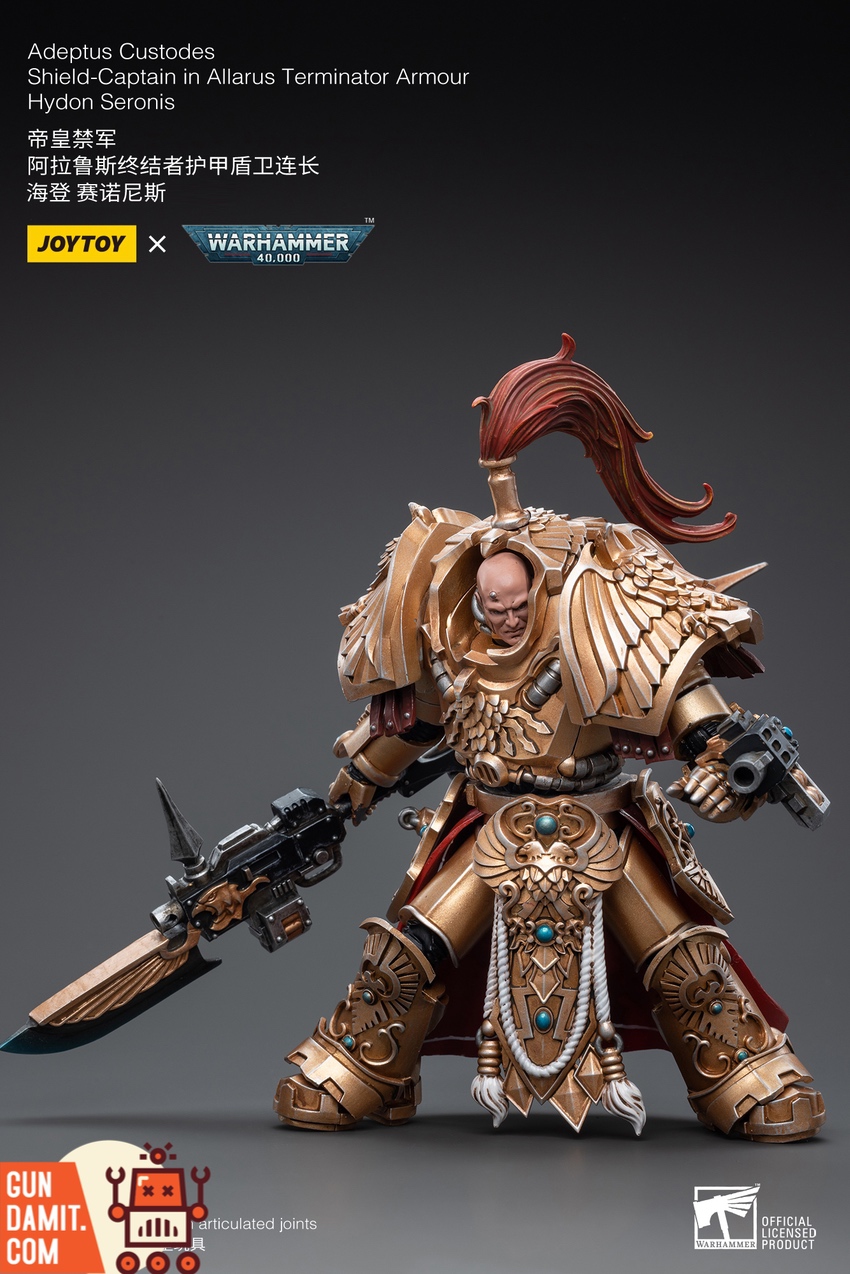 JoyToy Custodes Shield-Captain in Allarus Terminator Armour action pose JoyToy Custodes Shield-Captain in Allarus Terminator Armour action pose