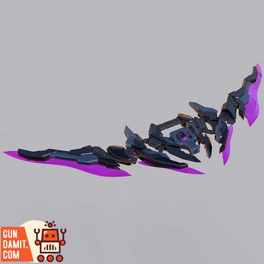 Magic Tribal Black weapon set assembled showing dark wing and blade accessories Magic Tribal Black weapon set assembled showing dark wing and blade accessories