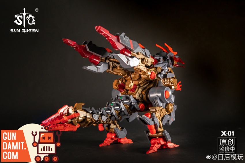Sun Queen X-01 Mechanical Beast black version side profile with detailed armor Sun Queen X-01 Mechanical Beast black version side profile with detailed armor