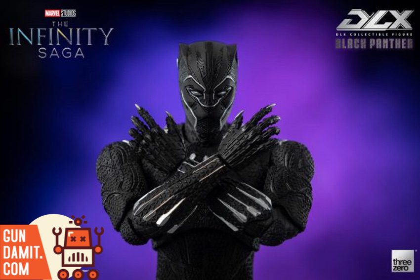 Threezero 1/12 Infinity Saga DLX Black Panther crossed arms Wakanda Forever pose close-up Threezero 1/12 Infinity Saga DLX Black Panther crossed arms Wakanda Forever pose close-up