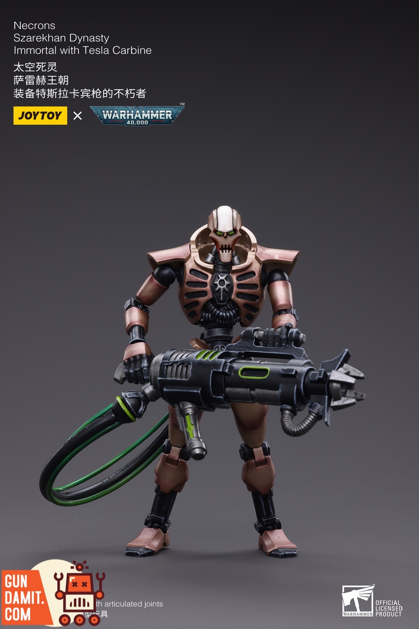 JoyToy Necrons Szarekhan Immortals Tesla Carbine action pose firing JoyToy Necrons Szarekhan Immortals Tesla Carbine action pose firing