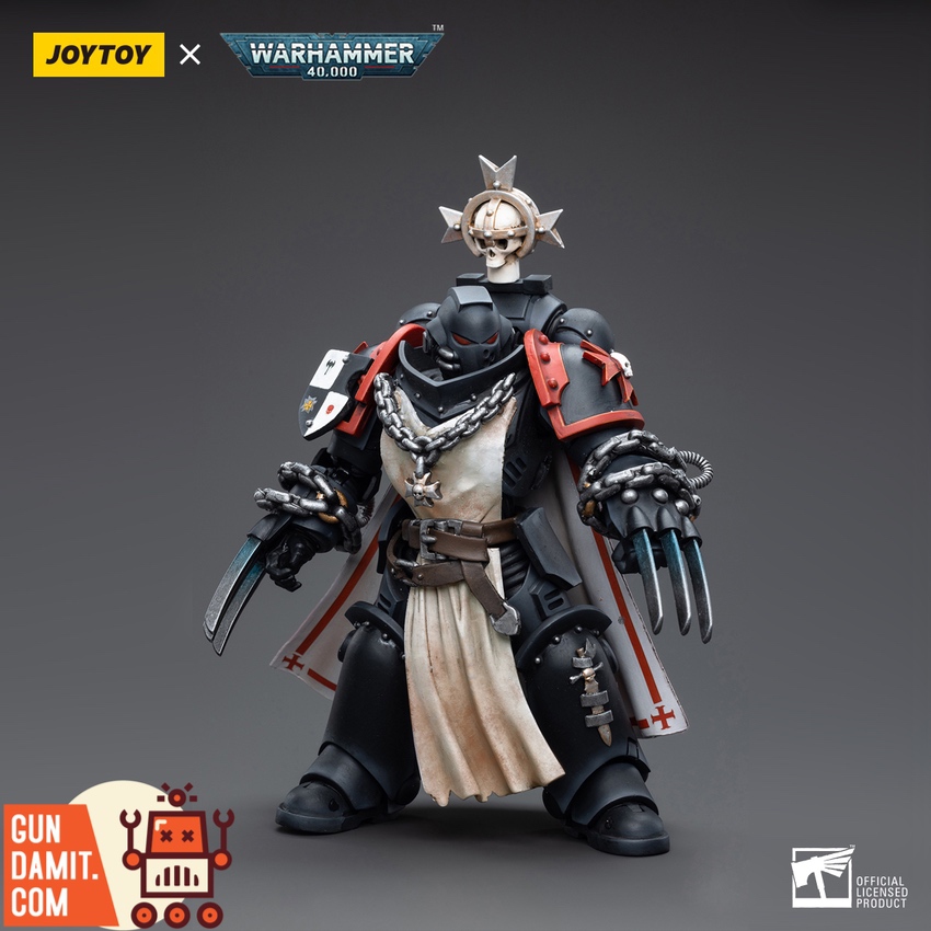 JoyToy 1/18 WH40K Black Templars Sword Brethren Alberic front view with power axe and bolt pistol JoyToy 1/18 WH40K Black Templars Sword Brethren Alberic front view with power axe and bolt pistol