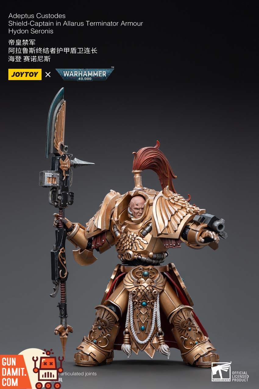 JoyToy WH40K Hydon Seronis rear view showing ornate backpack and plume JoyToy WH40K Hydon Seronis rear view showing ornate backpack and plume