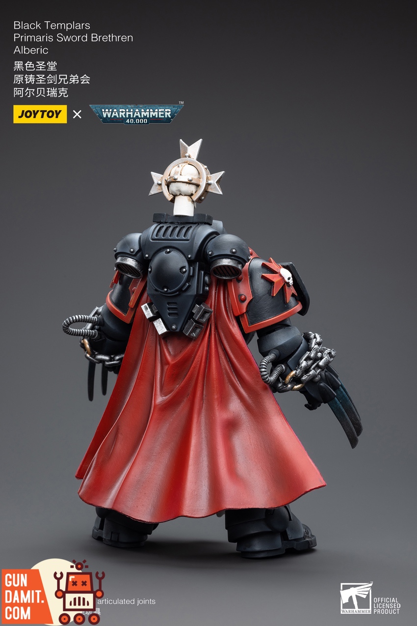 JoyToy WH40K Alberic rear view showing backpack and crusade markings JoyToy WH40K Alberic rear view showing backpack and crusade markings