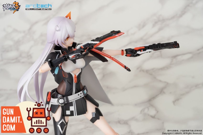Apex Toys Arctech Kiana Kaslana side view showing outfit detail Apex Toys Arctech Kiana Kaslana side view showing outfit detail