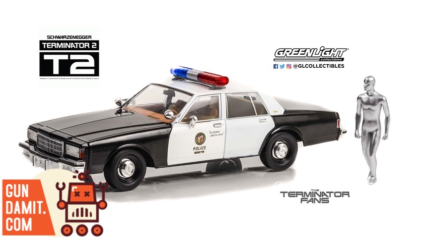 GreenLight T2 Chevrolet Caprice police car rear angle showing light bar and badges GreenLight T2 Chevrolet Caprice police car rear angle showing light bar and badges