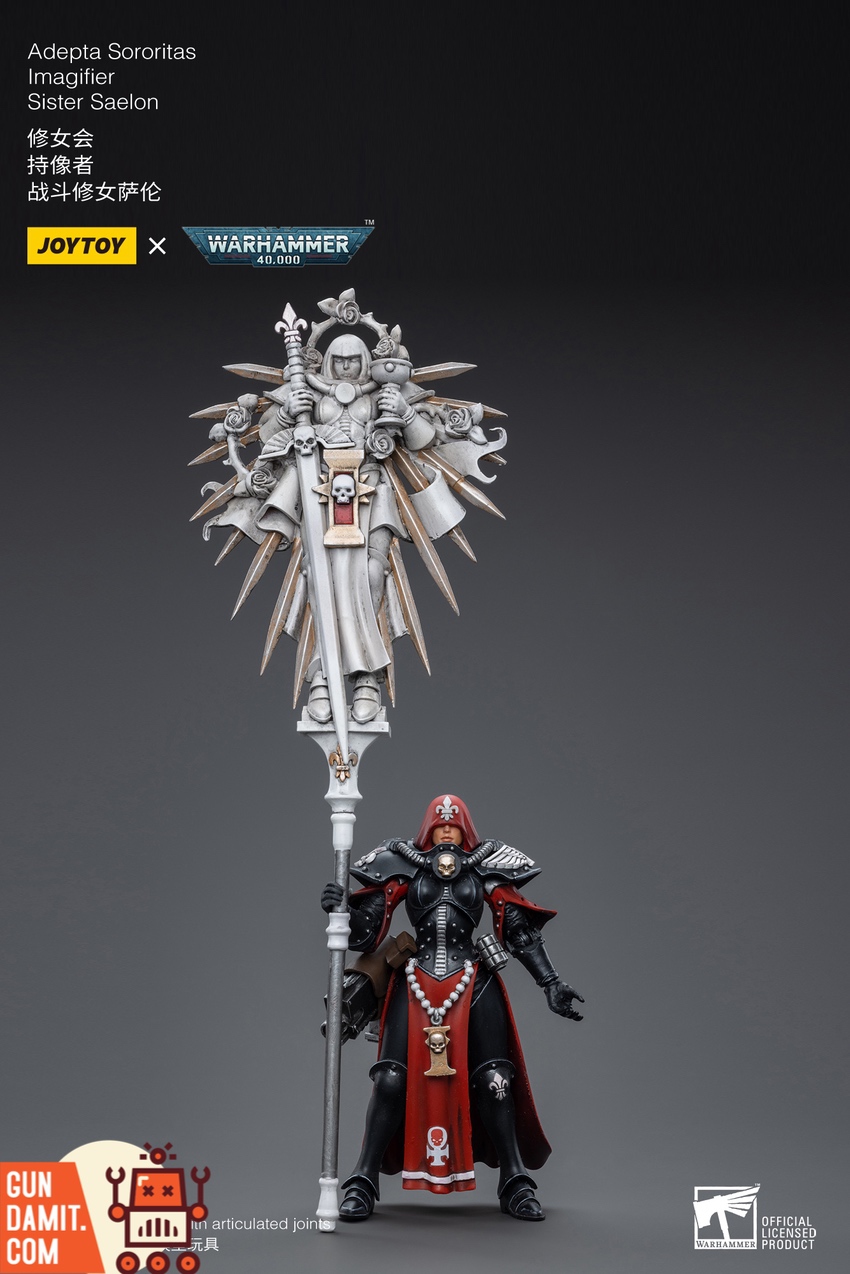 JoyToy 1/18 WH40K Adepta Sororitas Imagifier Sister Saelon with ornate sacred banner standard JoyToy 1/18 WH40K Adepta Sororitas Imagifier Sister Saelon with ornate sacred banner standard