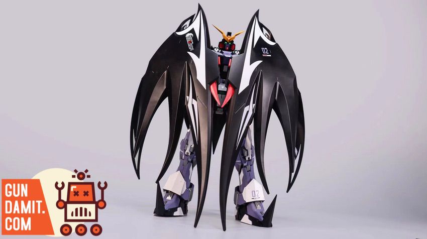 4th Party Gundam Deathscythe Hell rear view showing bat wing spread 4th Party Gundam Deathscythe Hell rear view showing bat wing spread