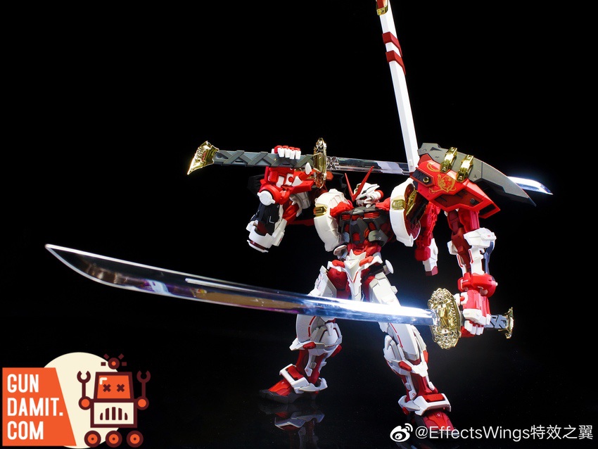 Effects Wings MG Astray Red Frame with dual katana and ornate weapons Effects Wings MG Astray Red Frame with dual katana and ornate weapons