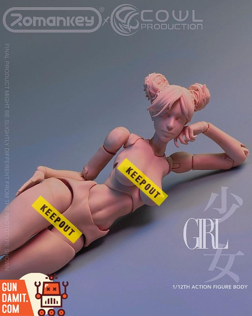Romankey x Cowl 1/12 girl body white close-up of face sculpt detail Romankey x Cowl 1/12 girl body white close-up of face sculpt detail