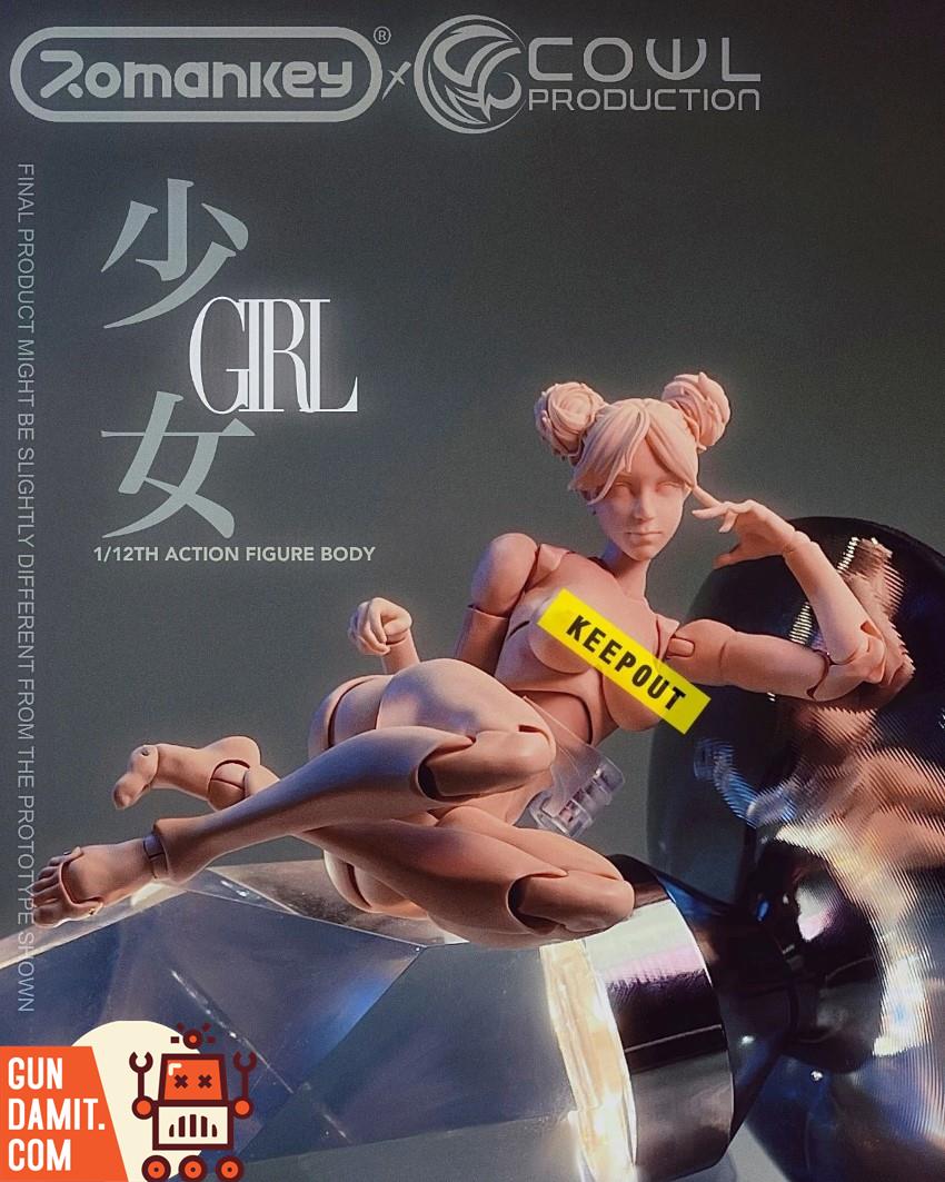 Romankey x Cowl 1/12 female action figure body white skin tone front view Romankey x Cowl 1/12 female action figure body white skin tone front view
