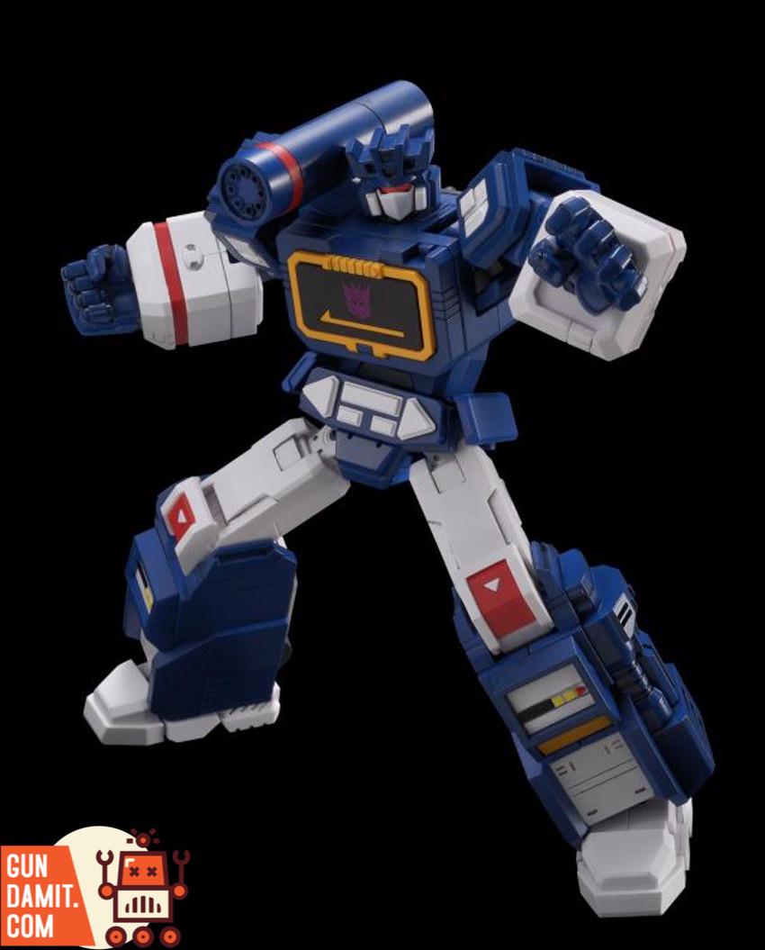 Flame Toys Furai Model Soundwave front view with Decepticon chest emblem and shoulder cannon Flame Toys Furai Model Soundwave front view with Decepticon chest emblem and shoulder cannon