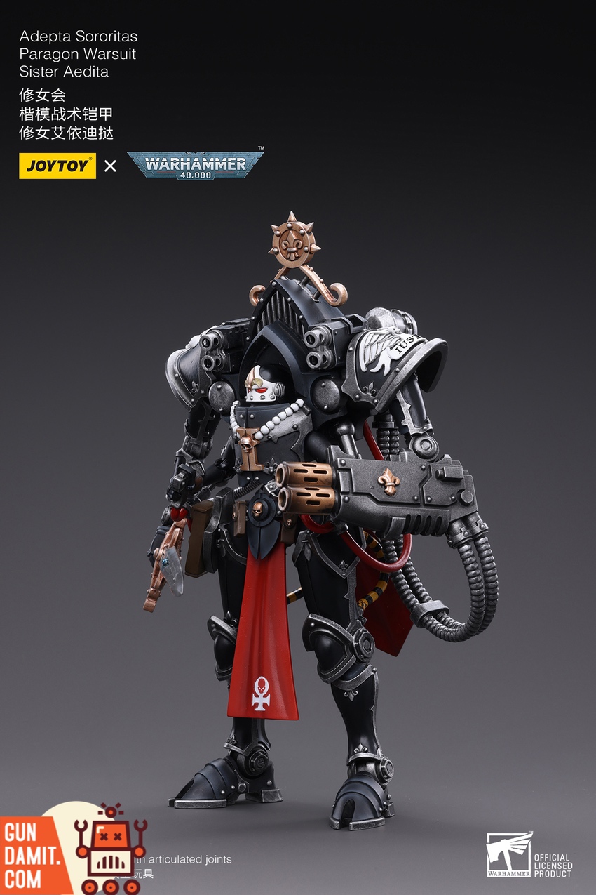 JoyToy Adepta Sororitas figure showing ornate black armor JoyToy Adepta Sororitas figure showing ornate black armor