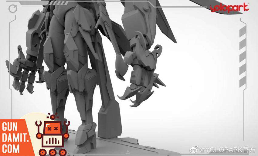 YoloPark OTF Series No.1 Leader Huang prototype rear view showing mecha legs and arms YoloPark OTF Series No.1 Leader Huang prototype rear view showing mecha legs and arms