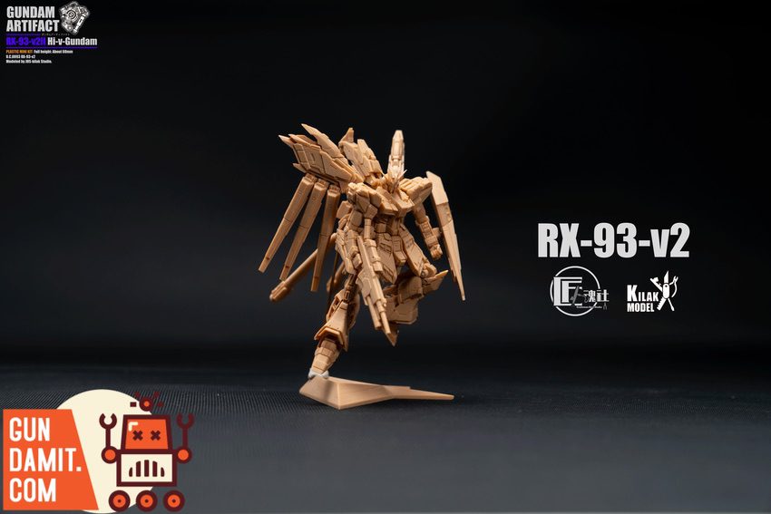 Craftsman Soul 1/288 Hi-Nu Gundam Artifact resin model with stand showing fin funnels in tan finish Craftsman Soul 1/288 Hi-Nu Gundam Artifact resin model with stand showing fin funnels in tan finish